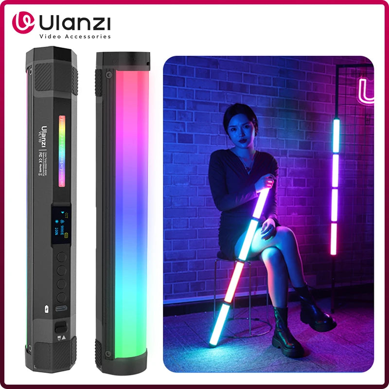 ដំបងភ្លើង Ulanzi VL110 ទំហំ 24CM កាន់ដៃ 2500K-9000K RGB ដំបងភ្លើងពណ៌ចម្រុះ 2600mAh ដំបងភ្លើង LED ម៉ាញេទិកសម្រាប់ថតវីដេអូ