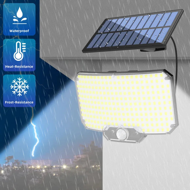 Led Solar Lamp Outdoor Motion Sensor Solar Flood Lights With Remote Control Ip65 Waterproof Security Lamps for Outside Party