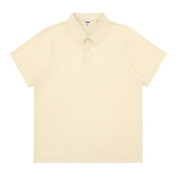 Casual versatile button-down blazer-style Short sleeve polo shirt for team culture wear Printed work uniform with logo.