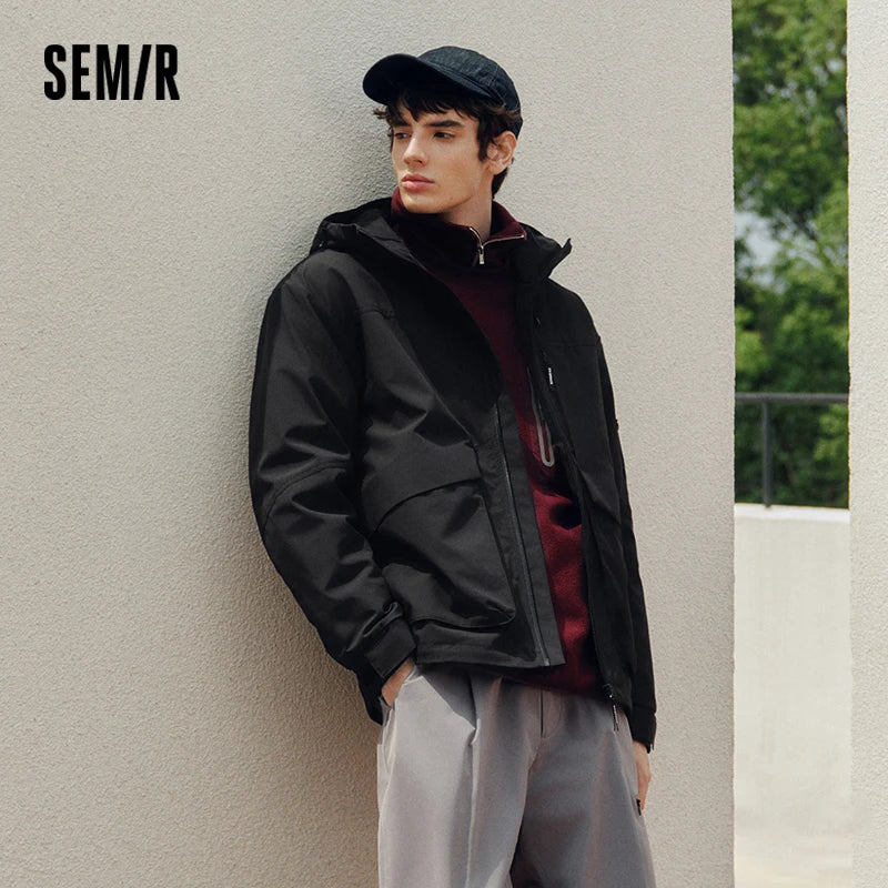 Semir Men Jacket Outdoor Mountain Style Hooded Loose Couple Casual Style Autumn Lightweight Outerwear Daily Wear 2026