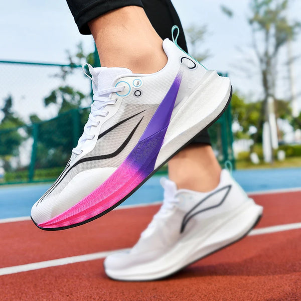 Men women carbon plate casual sneakers four seasons breathable soft-sole outdoor speed running shoes light racing sports shoes