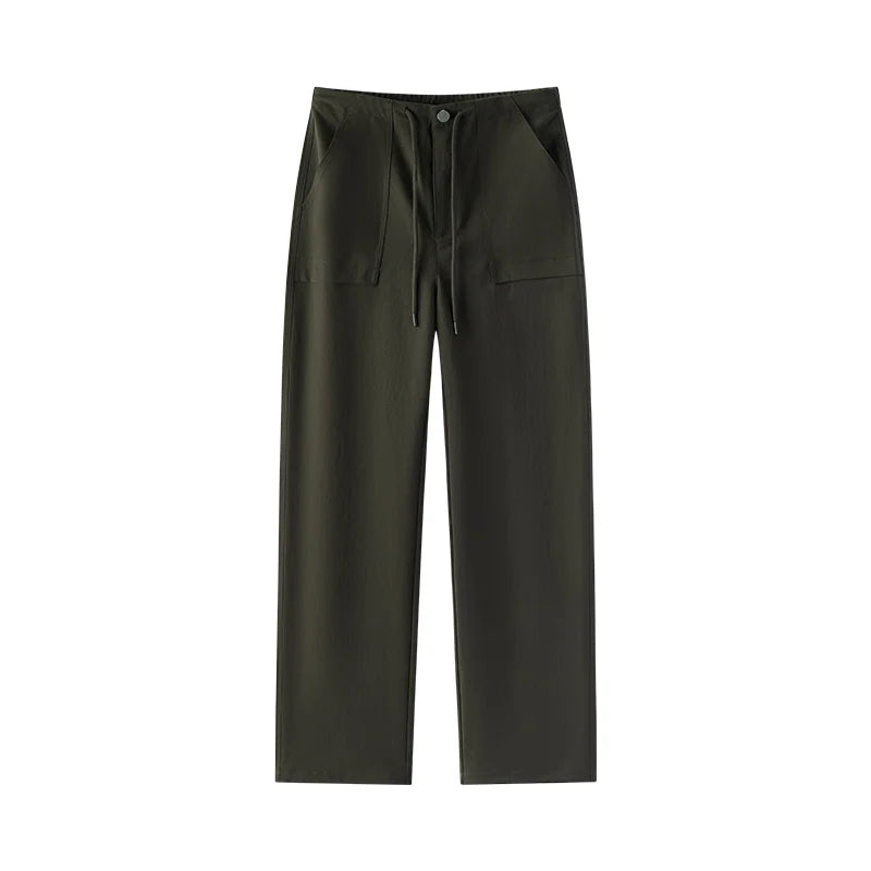 Semir Trendy Pants Women 2026 Spring Black Drawstring Wide Leg Slouchy Casual Comfortable Daily Wear Long Trousers