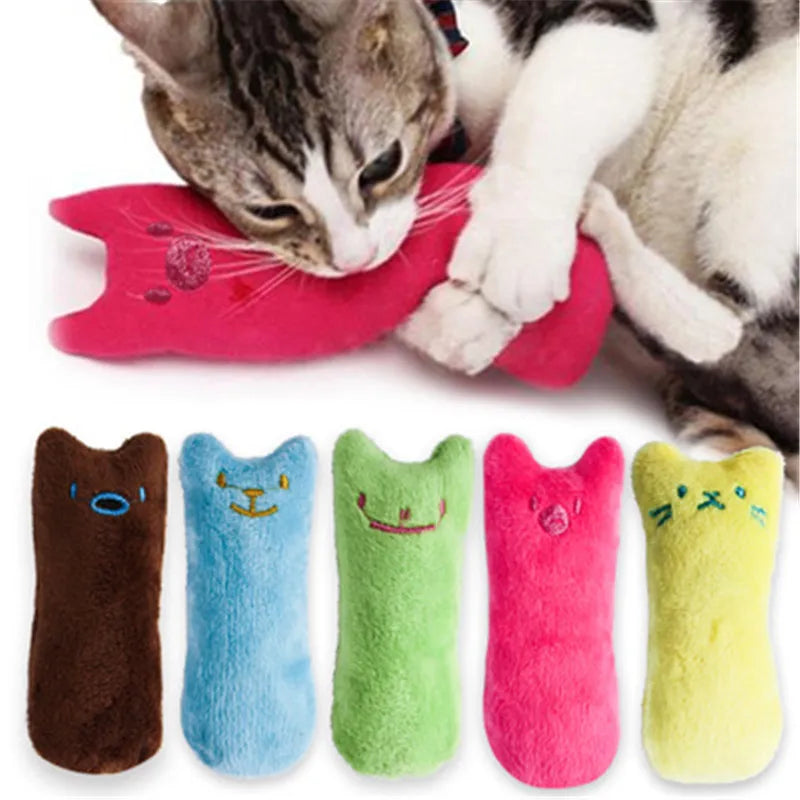 1pcCat Design Cat Teaser Toy Containing Squeaky Plush Pillow Toy Interactive Pet Supply Pet plush toys，Multiple colors available