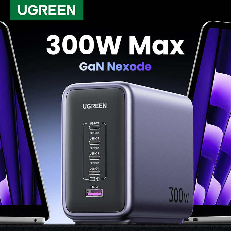 【Korean Plug】UGREEN 300W GaN Charger 5 IN 1 Desktop Charging Station PD3.1 Fast Charger for MacBook Pro iPad Tablet iPhone 18