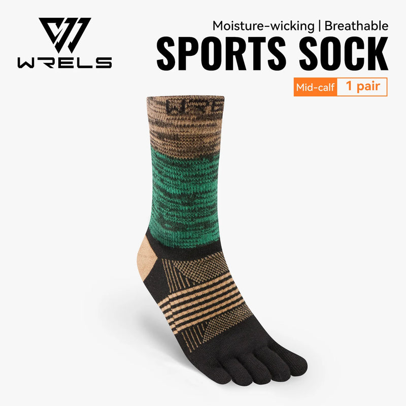 WRELS 1/2/3 Pair Five Finger Socks Athletic Running Breathable Ankle Compression Lightweight Moisture Wicking Anti-Blister Socks