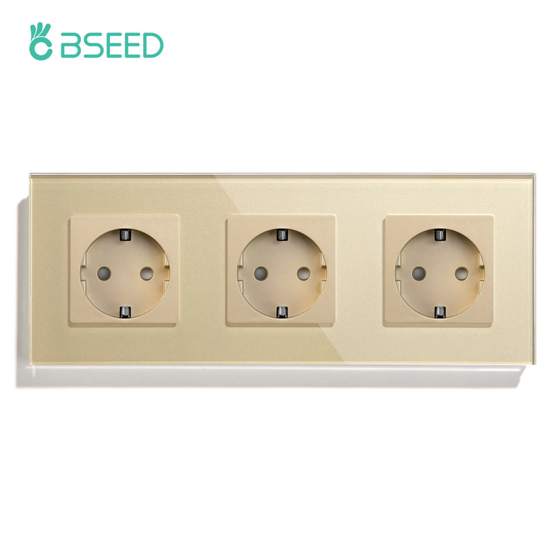 BSEED Mechanical Wall Button Switch 1/2/3Gang 1Way Wall Power Socket Glass Frame USB Type-C Charge Port Home Improvement
