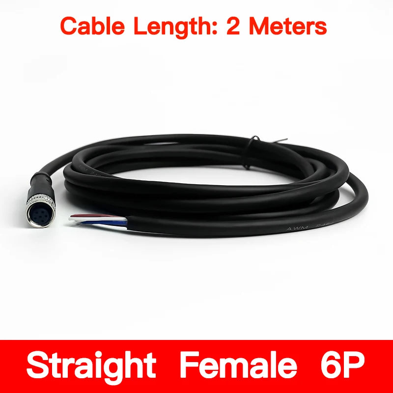 2Meters Waterproof M8 Sensor Connector, Male & Female 3/4/5/6/8 Pin, Integrated Injection Molding Industrial Cable Plug