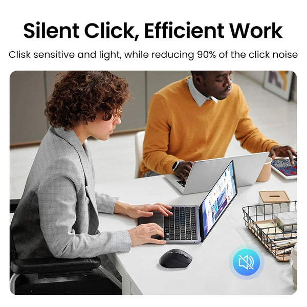 កណ្ដុរឥតខ្សែ UGREEN Hyper-Fast Scroll Bluetooth 5.4 2.4G Ergonomic 5000DPI សម្រាប់ MacBook Tablet Laptops Computer PC Mice