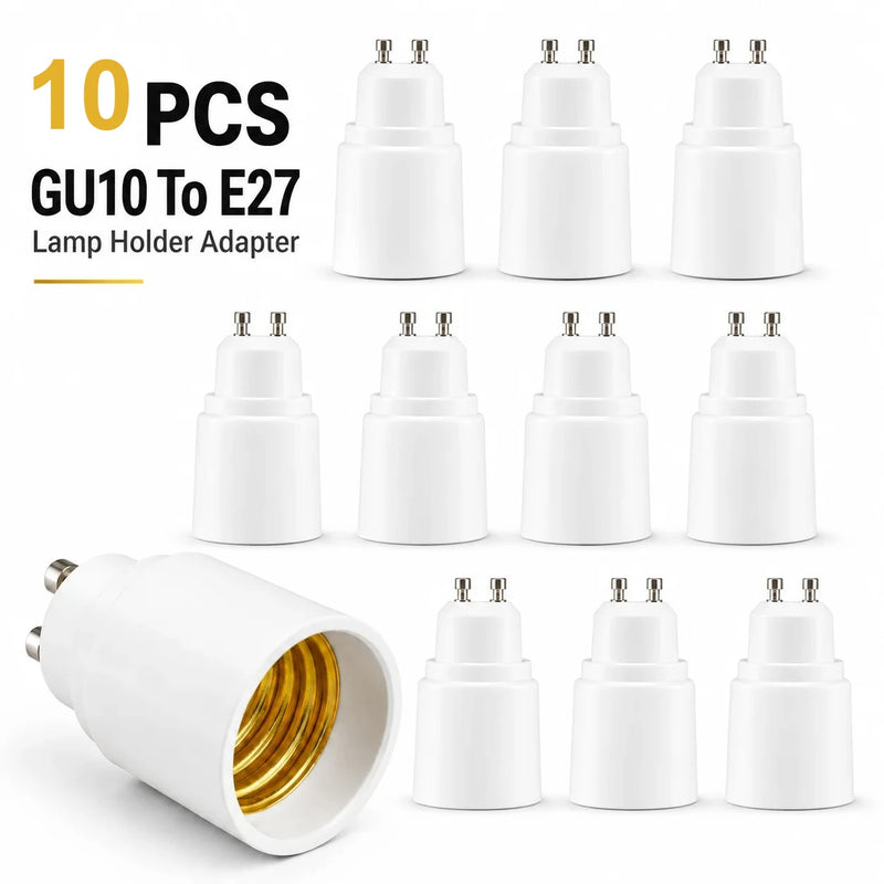 អាដាប់ទ័រ JOYINLED 10PCS GU10 ទៅ E27, ឧបករណ៍បម្លែងរន្ធវីស GU10 ទៅ E27 អេឌីសុន, អាដាប់ទ័រទ្រអំពូល LED សម្រាប់អំពូល LED CFL Halogen