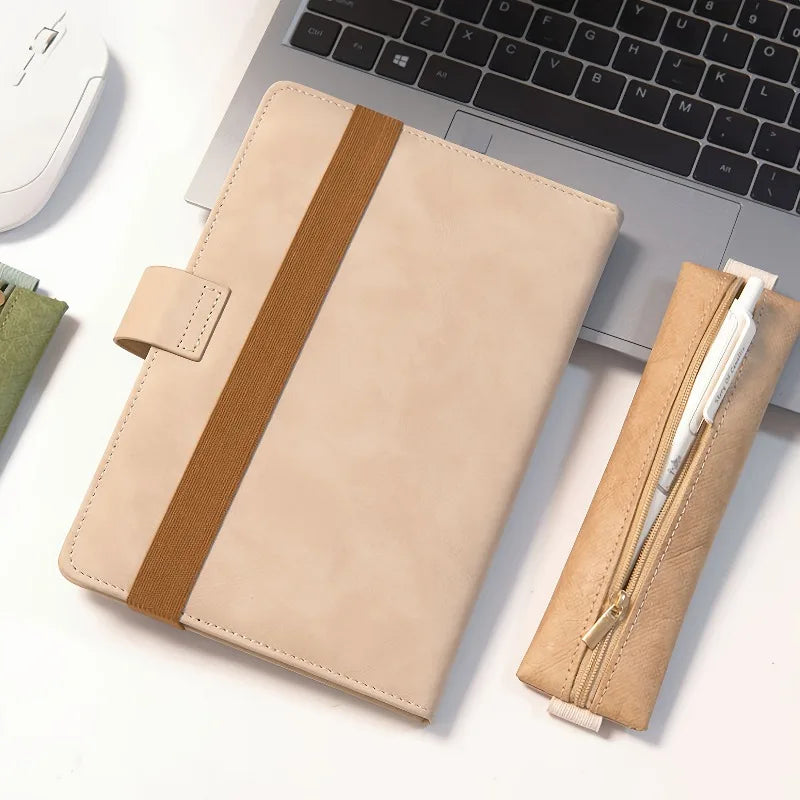 1pc Minimalist Style PU  Leather Pencil Case, Zippered Pencil Pouch — Ideal for Office, School, and Travel,Compact and Stylish