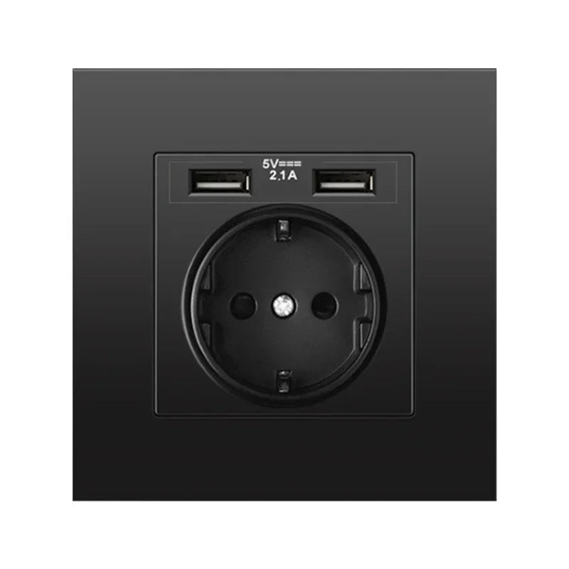 DepoGuye wall type dual USB power socket 2.1A, bedroom socket, 16A wall socket, PC panel, Spain, Russia and EU standard socket