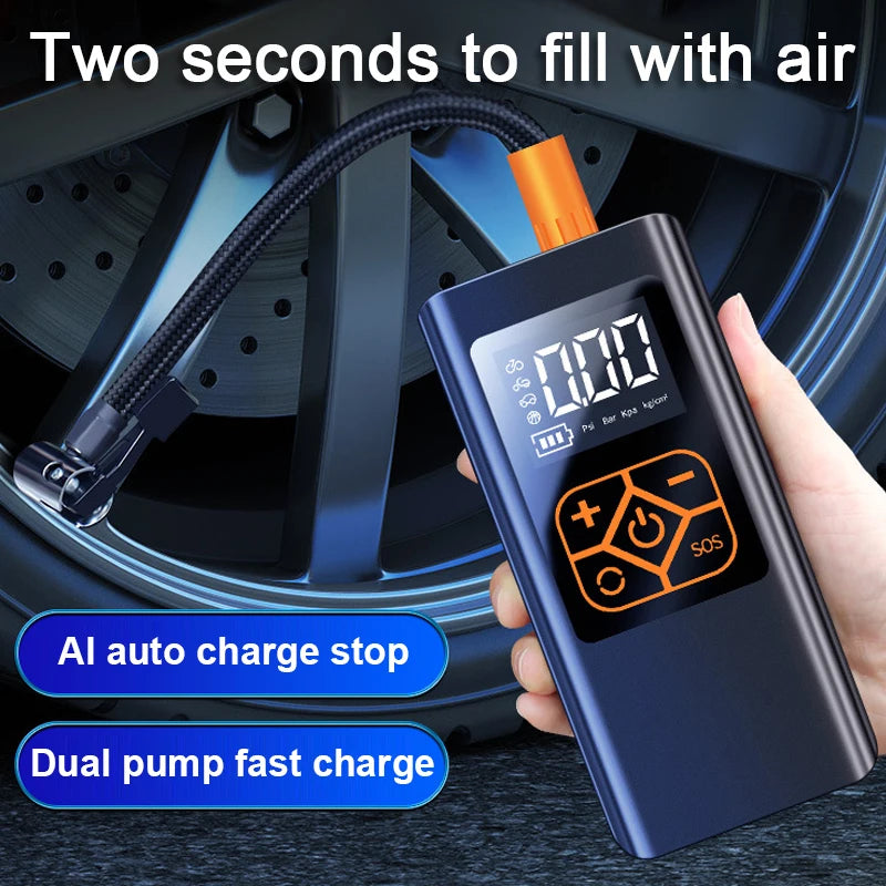 SEAMETAL Wired Wireless Car Air Pump Portable Mini Electric Tire Pump Air Compressor Handheld Digital Display Charging Pumps
