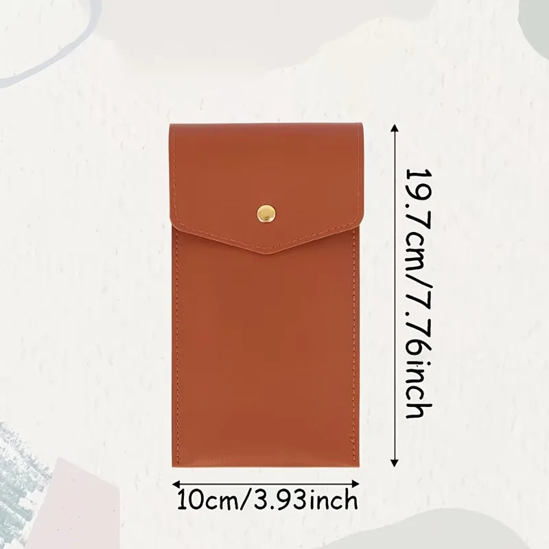 1pc PU Leather Pencil Case Storage Bag,Glasses Portable Stationery Bag Large-capacity  Business Office Pen Storage Bag.