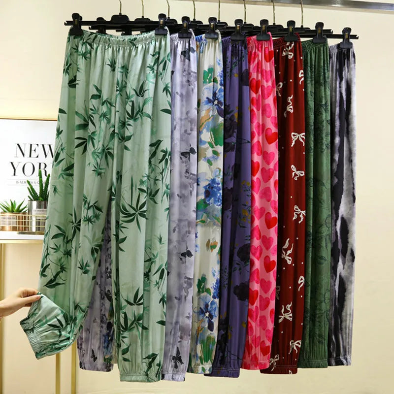 New Printed Spring Summer Pajamas Pants Women Casual Sleepwear Pyjamas Pant Home Wear Sleeping Trousers Pantalon Pijama Mujer