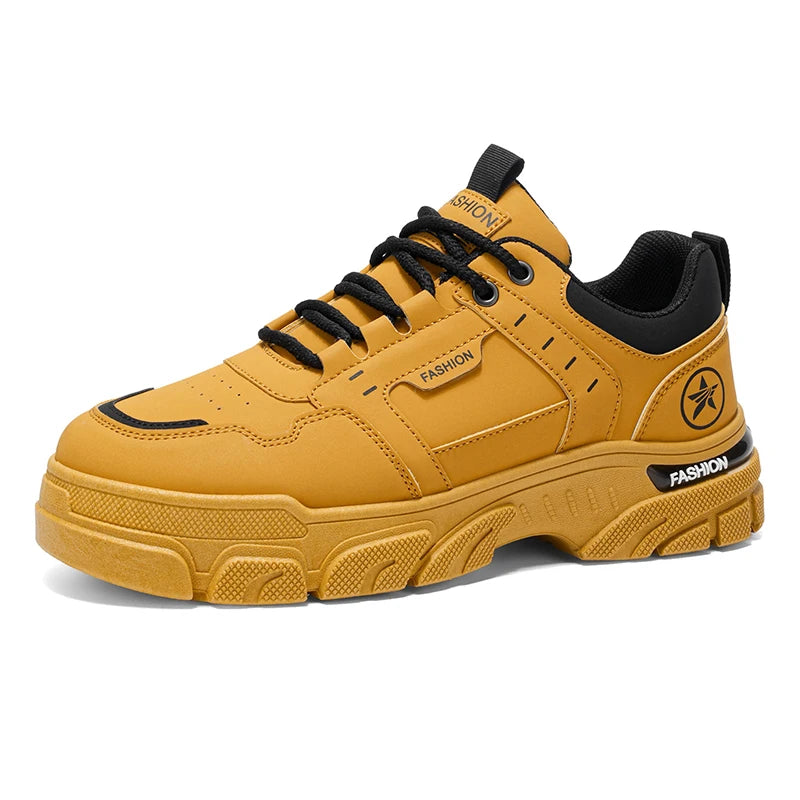 Mens Board Shoes All Season Versatile Daily Commuting Sneakers Round Toe Lace Up Soft Sole Anti Slip Cosy Outdoor Walking Shoes