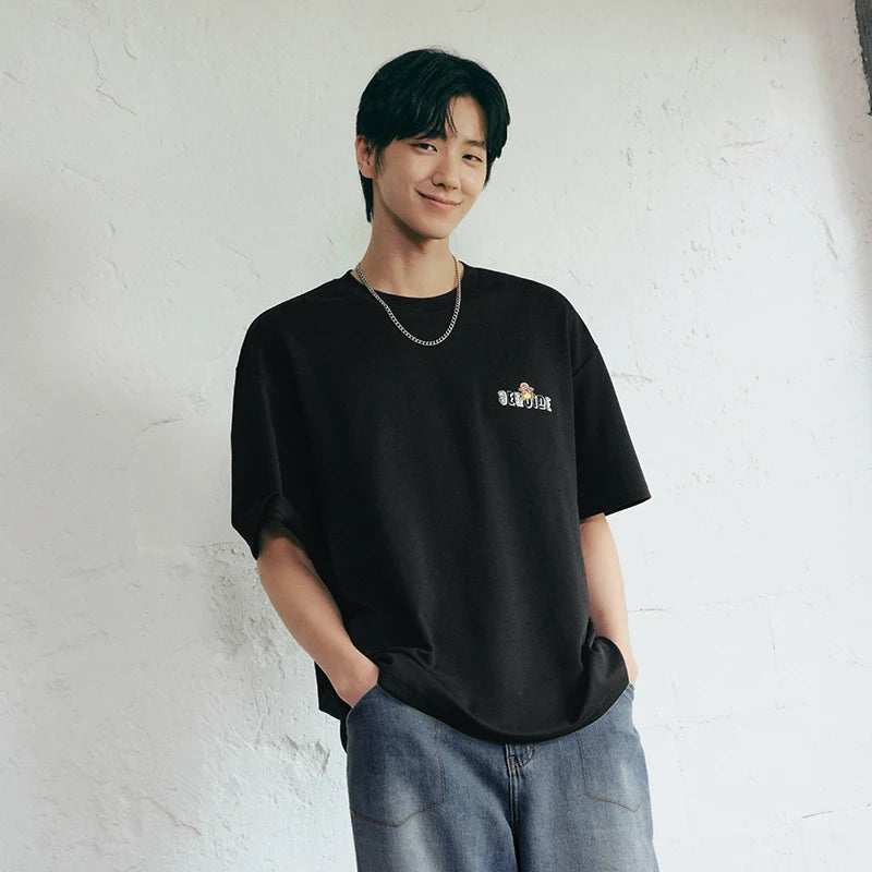 Semir Mens Tshirt 2026 American Graffiti Printed Embroidery Loose Crew Neck Knitted Casual Trendy