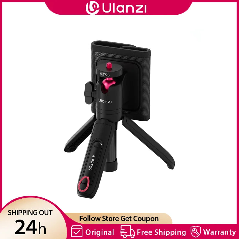 ជើងទ្រ Ulanzi MT55 SnapGo Mini Selfie Stick ជើងទ្រជាមួយ 1/4" ម៉ោន 360° ក្បាលបាល់ របៀប Mantis សម្រាប់កាមេរ៉ាសកម្មភាព ទូរស័ព្ទ Vlog ពន្លឺ