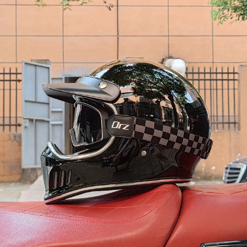 Retro Motorcycle Helmet, Retro Coffee Racer, Personality, Full Face, DOT Certified, Jet