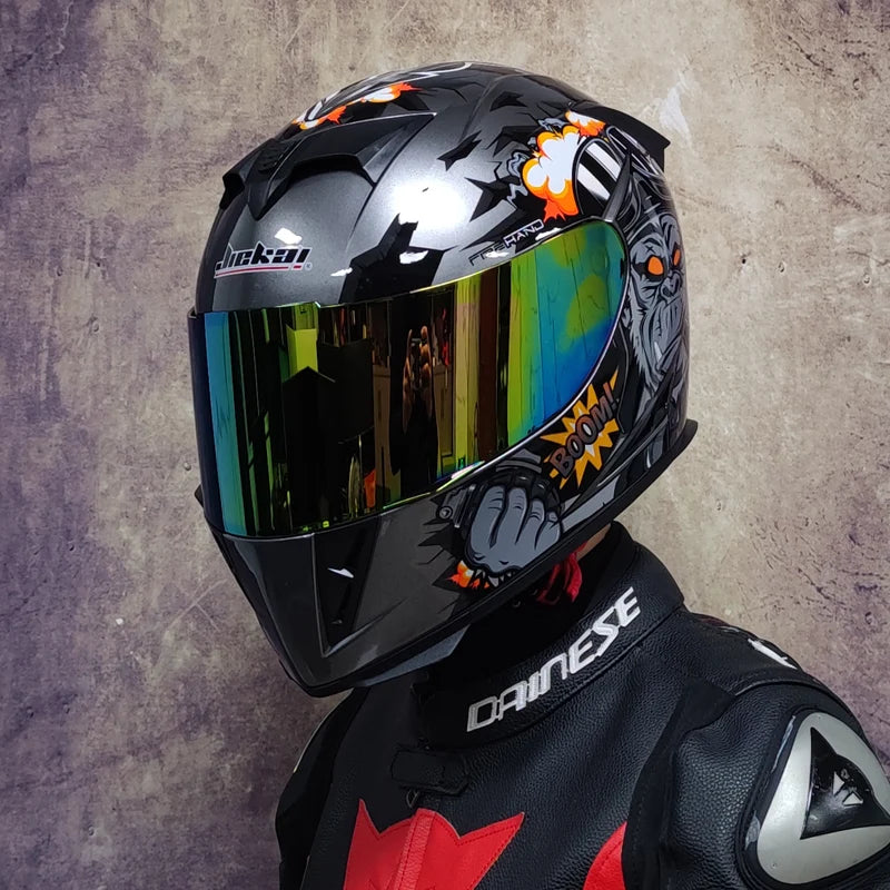 AIS Motorcycle Helmet cool Modular Moto Helmet With Inner Sun Visor Safety Double Lens Racing Full Face the Helmet Moto Helmet