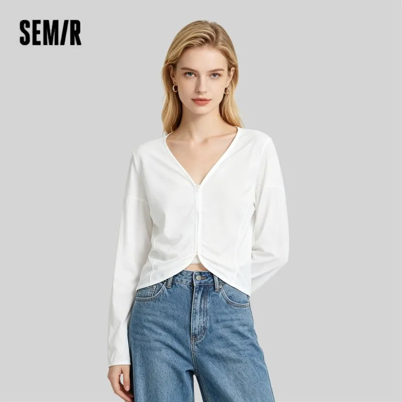 Semir Womens Jacket 2026 Batwing Sleeve Loose V Neck Cardigan Relaxed Style Casual Versatile Soft