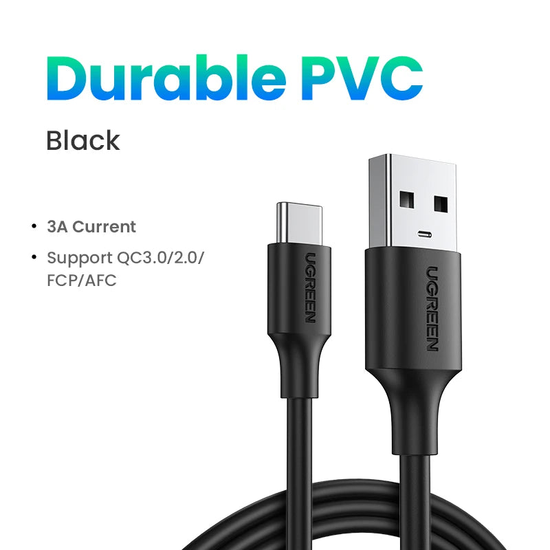 UGREEN USB-A to Type-C Cable for iPhone 17/16 Samsung S26/25/24 Xiaomi Pixel LG USB2.0 Data Cable 3A 18W Charging Cable 0.25-3M