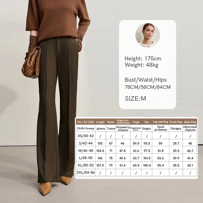ខោ Amii Minimalist Women រដូវរងាឆ្នាំ ២០២៥ សម្លៀកបំពាក់នារីថ្មីសម្រាប់ការធ្វើដំណើរទៅធ្វើការ ខោត្រង់ពណ៌ធម្មតា 12544139