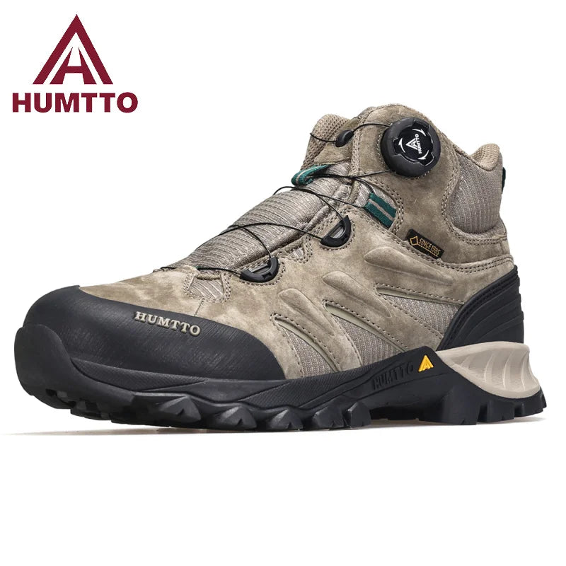 HUMTTO Leather Boots for Men Luxury Designer Hiking Shoes Outdoor Climbing Trekking Sneakers Mens Sports Waterproof Ankle Boots