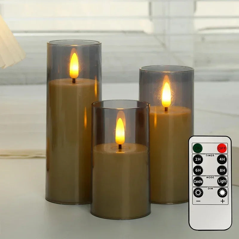 LED Lights for Home Electronic Candle LED Candle Decor Clear Acrylic Candle Full Set Remote Control Timer for Christmas Wedding