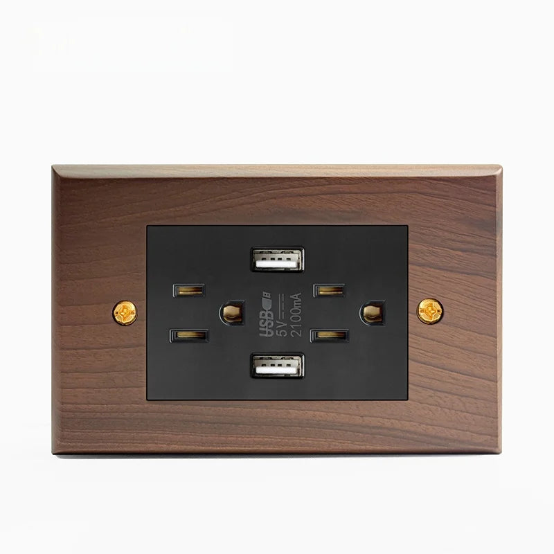 Pure solid wood antique American wall socket switch panel, Brazil Taiwan Thai Japan b&B vintage 15A wall light switch 118mm*75mm