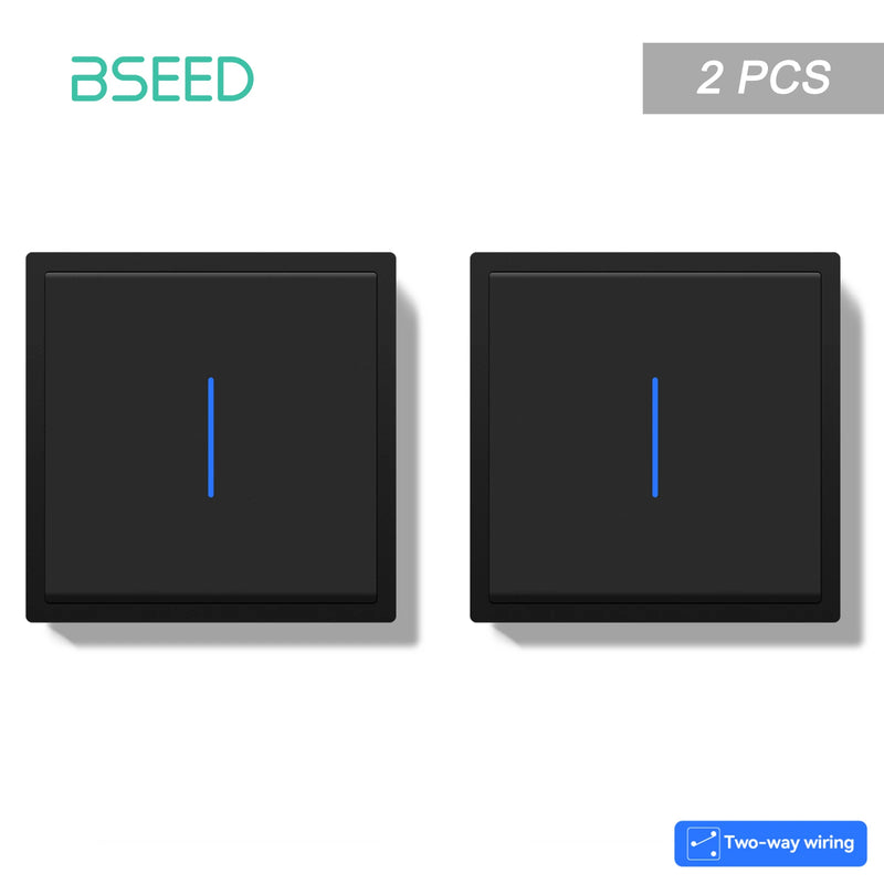 BSEED E Series 1/2/4/8 Packs 1Gang 2Way Button Light Switch Plastic Frame Wall Light Switch On Off For Stairs LED Backlight