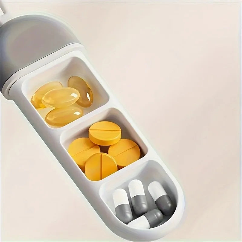 3-Compartment  Anti-Moisture Medicine Storage Box,for Vitamins & Supplements, Compact  for Daily Use, Pill Box for Purse