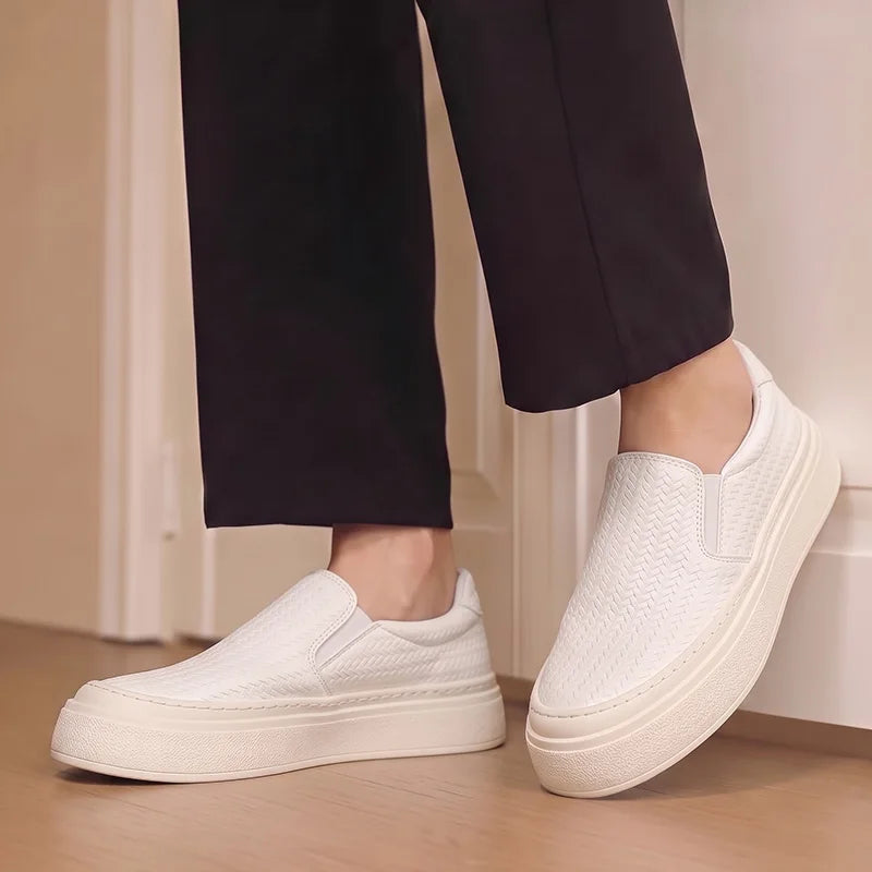Men's thick-sole slip on casual shoes four seasons breathable light soft-sole anti-slip outdoor versatile walking board shoes