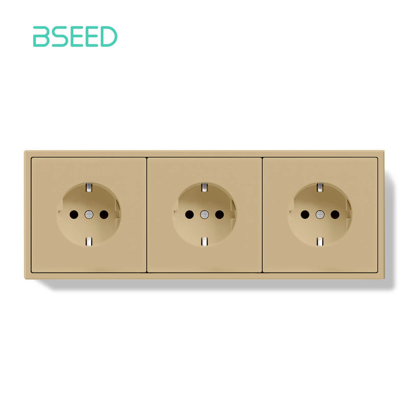 BSEED EU Standard 1/3/5 Pack Triple Wall Electrical Sockets Power Outlets Value Pack White Black Plastic Frame 16A