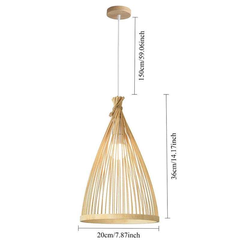 Bamboo Lampshade Led Pendant Lamp Natural Rattan Wicker Ceiling Chandeliers Hand Woven E27 Lighting Fixtures Hanging Light