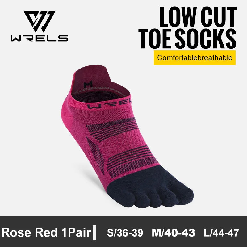 WRELS Five Finger Toe Running Socks Athletic Breathable Five Finger Socks High Performance Moisture Wicking Five Toe Socks
