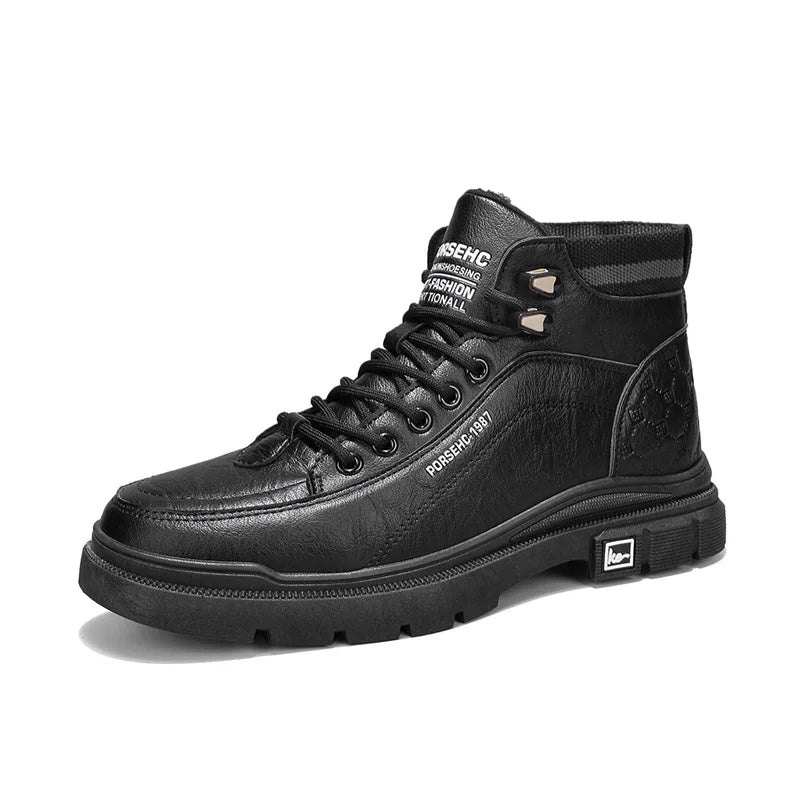 Men's boots autumn and winter casual boots non-slip outdoor boots warm plush youth cotton boots tooling boots men's cotton shoes