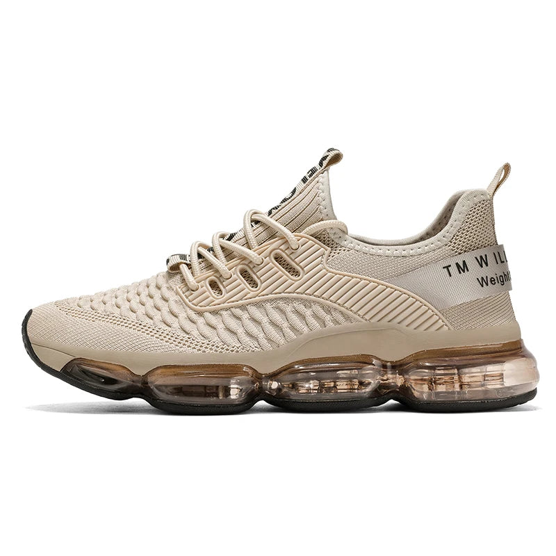 Men Sports Shoes Fashionable Lace Up Mesh Breathable Casual Running Shoes Comfortable Soft Sole Rebound Street Tennis Shoes
