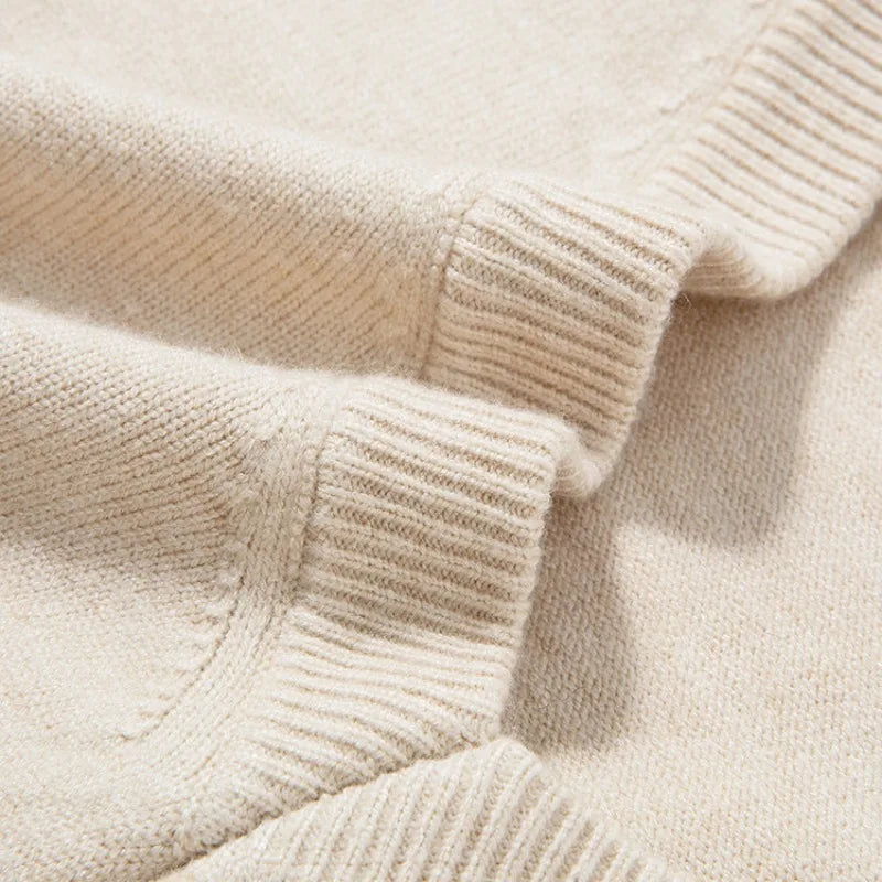 Men's V-Neck Sweater, Old Money Style, Soft Wool-Like Fabric, Wool-Like Touch 5 Colors