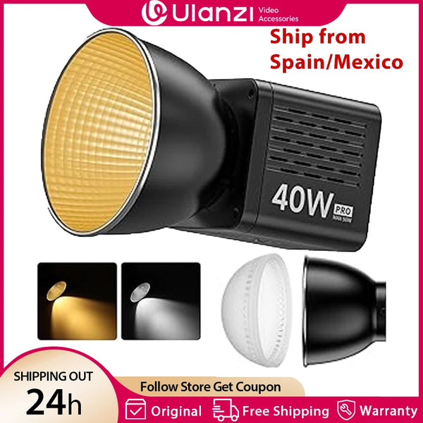 ភ្លើងវីដេអូ Ulanzi L023 40W Pro ដែលអាចចល័តបាន ភ្លើងថតវីដេអូ LED Bi-Color COB ស្ទូឌីយោថតរូប 2500K-6500K 3400mAh សម្រាប់ការផ្សាយផ្ទាល់វីដេអូ