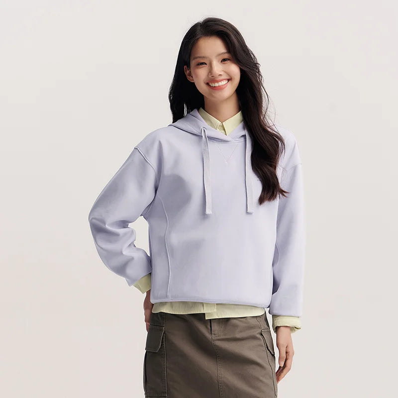 Semir Embroidered Hoodies Soft Texture Women Spring Casual Sweatshirt Fashion Comfort Loose Style Gentle Trend Cozy New 2026