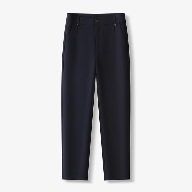 Women's Khaki Elastic Waist Stretch Pants, Black, Navy Trouser, Fashion Casual Female Pant, 27,28,29,30,31,32,33 (China Size)