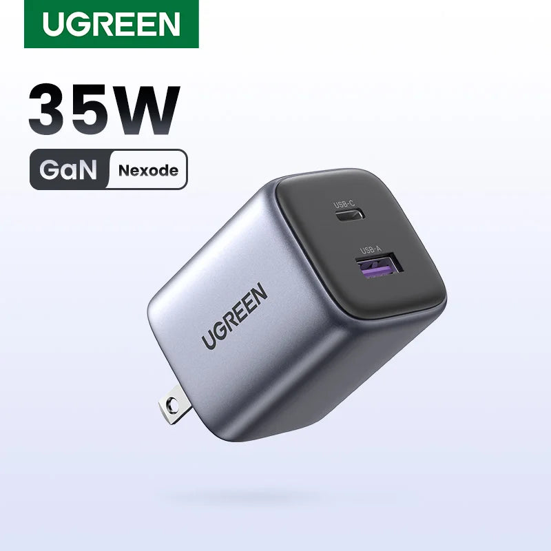 【US Plug】UGREEN GaN 35W Charger USB C Fast Charger PD3.0 QC3.0 Quick Charger For iPhone 15 14 13 Pro Samsung Xiaomi iPad Pro Air