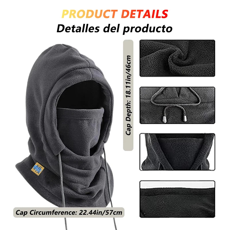 មួករដូវរងា Balaclava, បុរសស្ត្រី របាំងមុខកុមារ ក្រមា មួក ៤ ក្នុង ១, របាំងក្តៅការពារខ្យល់សម្រាប់អាកាសធាតុត្រជាក់ ម៉ូតូ កង់ ជិះកង់