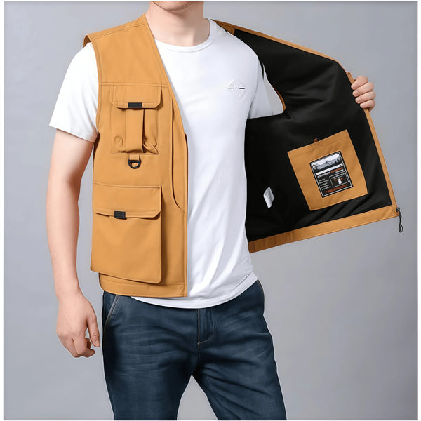 Men's 2025 Autumn Multi-Pocket Breathable Outdoor Casual Sports Sleeveless Jacket Fashion Photographer Design Fishing Vest