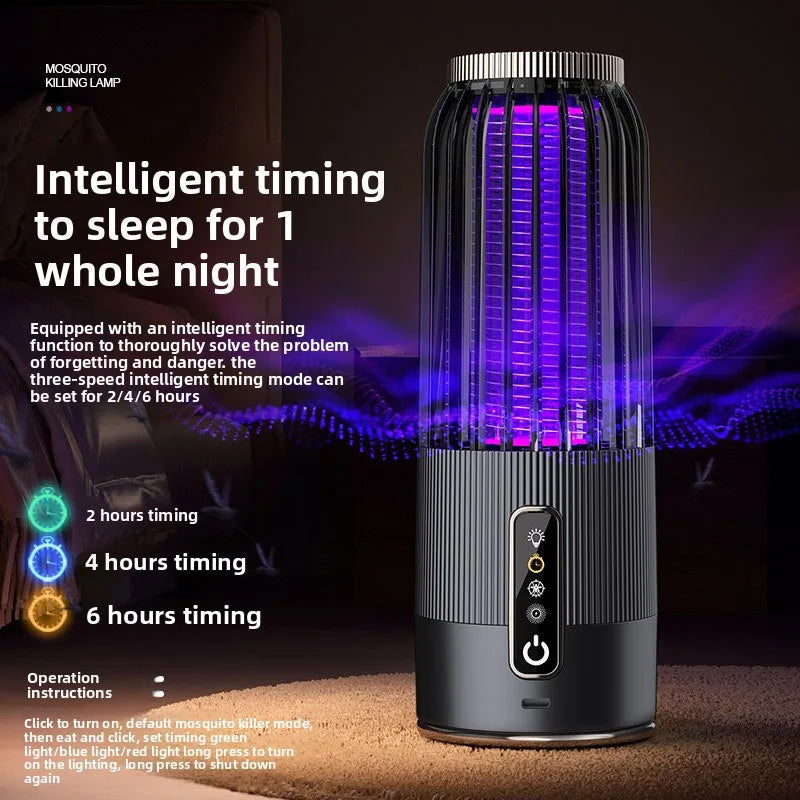 Rechargeable USB Insect Repellent Lure Lamp Solar Electric Mosquito Killer Lamps Timing 2-in-1 Portable Outdoor Camping Light