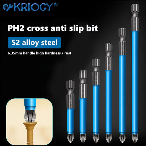 PH2 Cross Drill Bit Head Screwdriver Bits Hand Tools Anti Slip Electric Hex Shank Magnetic Screwdriver 25/50/65/70mm Drill Bit