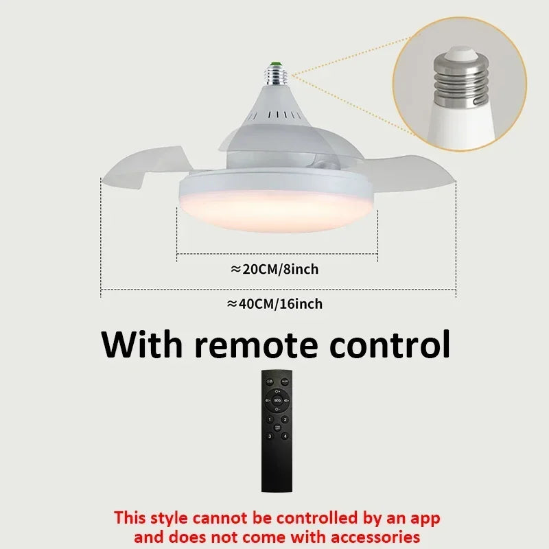Ceiling Fan Light Crystal Lampshade Retractable Blades Fans APP and Remote Control Fans Light Modern and Simple Bedroom Lighting