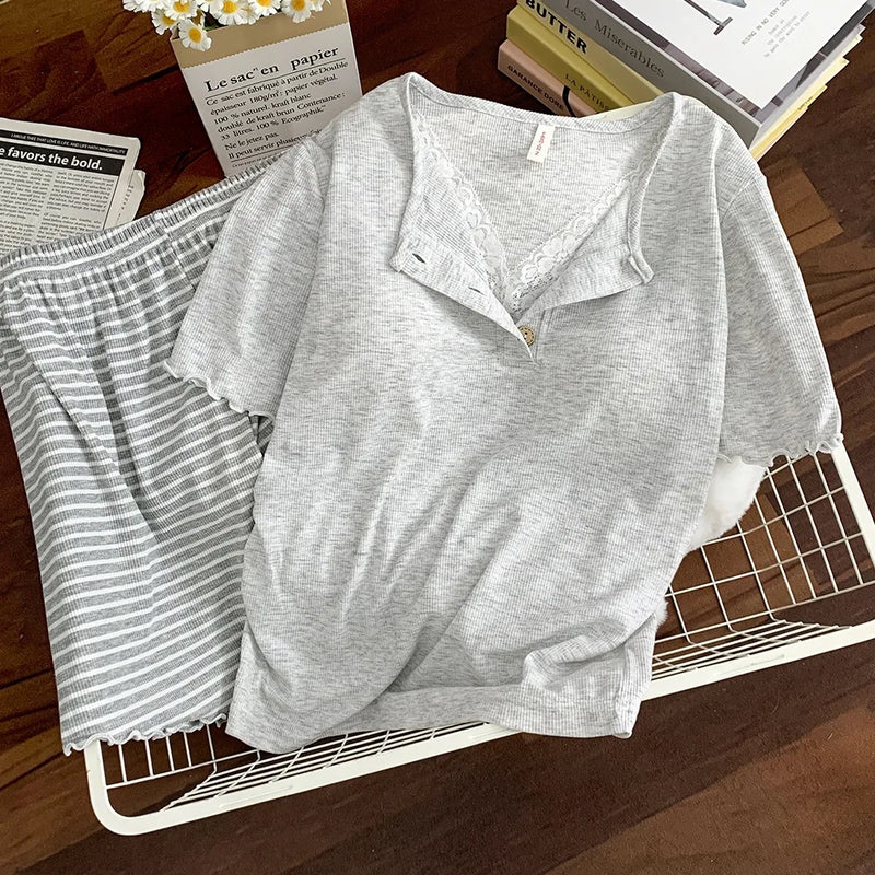 Summer Pajamas for Lady Pyjamas Nightie with Bra Short Sleeve Women's Pajamas with Shorts Two-Piece Home Wear Women Nightwear