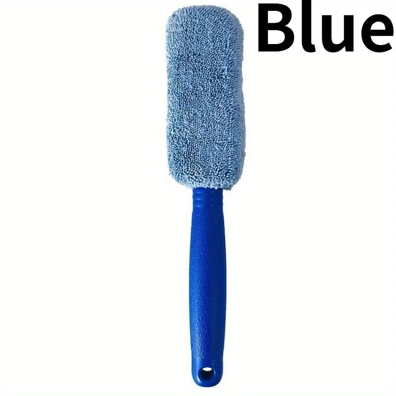 1pc Microfiber Car Tire Brush With Long Handle, Car Wheel Hub Brush,Car Maintenance, Cleaning Supplies.for Cars, motorcycles.