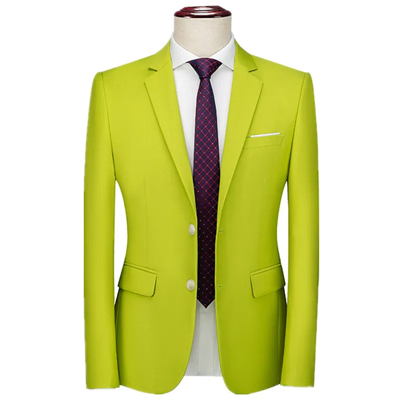Men's Rose Red Suit Jacket, Wedding/Office Slim-fit Formal Coat, Asian Size M-6XL,Available in Blue, Gray, Black, Purple, Green